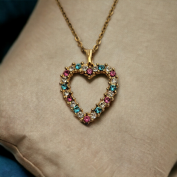 Colorful Heart Jewelry, 18in Gold-Tone Chain, - Picture 12 of 16